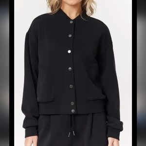 NEW Scotch & Soda Black Bomber Black Night Snap Pocket Jacket L